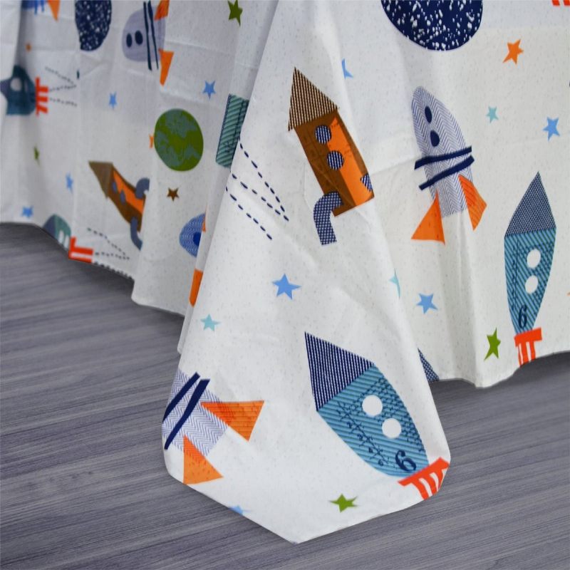 Svemirska Posteljina Za Djecu I Dječake Galaxy Garniture Posteljine Rockets Super Mekana Garnitura Pamučne - Jastučnica S Ravnom Plahtom