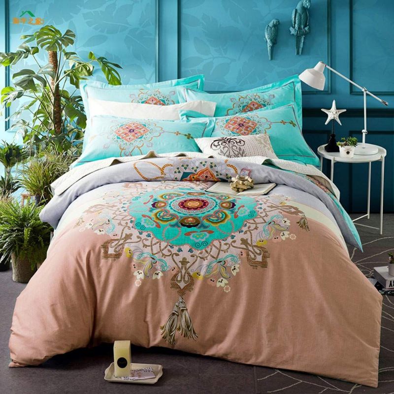 Teal Shabby Cvjetni Set Navlaka Za Djevojke Boemska Posteljina