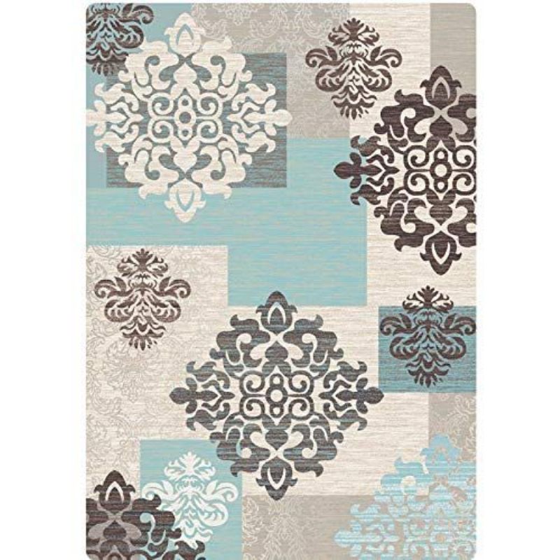 Floral Collectio Plava I Raznobojna Bohemian Chic Area Rug Tepih Visokog Prometa Otporan Na Mrlje 4'3" X 6'3"