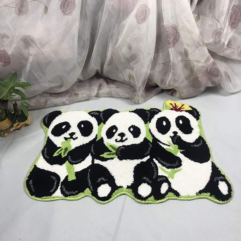 Pandas Rug Ručno Izrađeni Tepisi Neklizajuće Podne Prostirke Za Kupaonicu Životinjski Tepih Za Djecu Mali 19"x31"