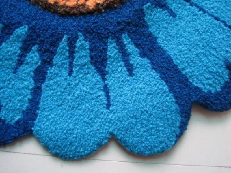 Plava Tratinčica Tepih Cvjetna Podna Prostirka Ručno Izrađena Protuklizna Moderna Kuhinjske Prostirke Ovalne