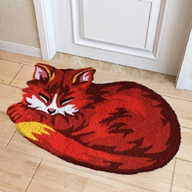 Tepih U Obliku Crvene Uspavane Lisice Na Krevetu Za Životinje Neklizajući Otirač Periv 20 X 31.5 Inča