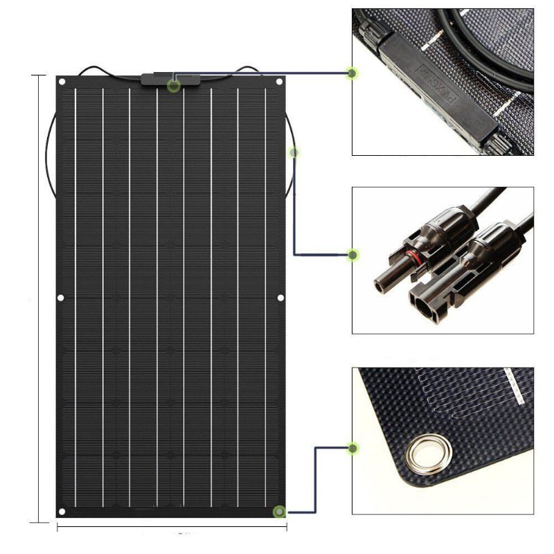 100w 18v Tpt Solarni Panel Visoke Učinkovitosti Punjač Diy Konektor Baterija Kampiranje Na Otvorenom Putovanja