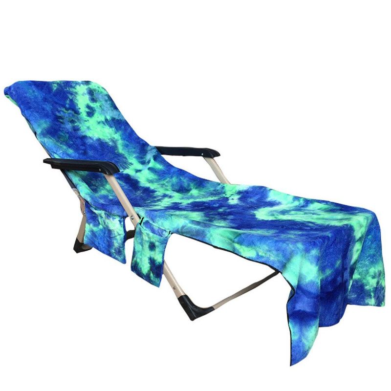 210 X 75 cm Ručnik Za Ležaljke Za Plažu Lazy Sunbath Tie-dye Upijajuća Podloga Za Kampiranje S Više Džepova