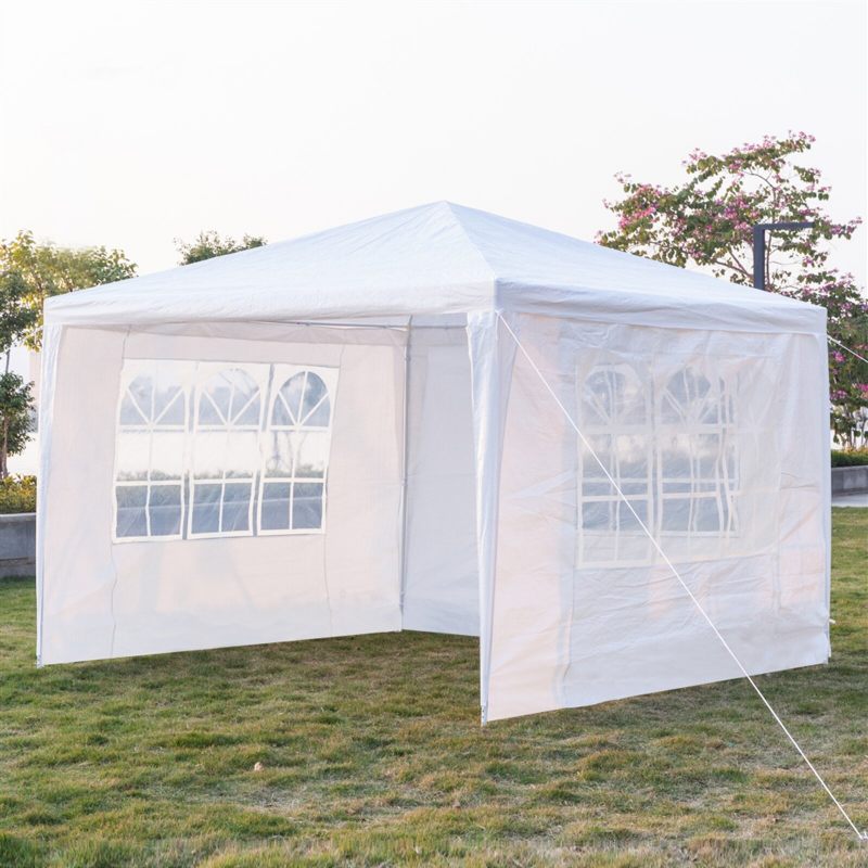 Us/uk/fr Direct Camping Survivals 3 X 3m Trostrani Vodootporni Šator Prijenosni Suncobran Sa Spiralnim Cijevima Prikladan Za Kampiranje Na Otvorenom Putovanje Bijeli