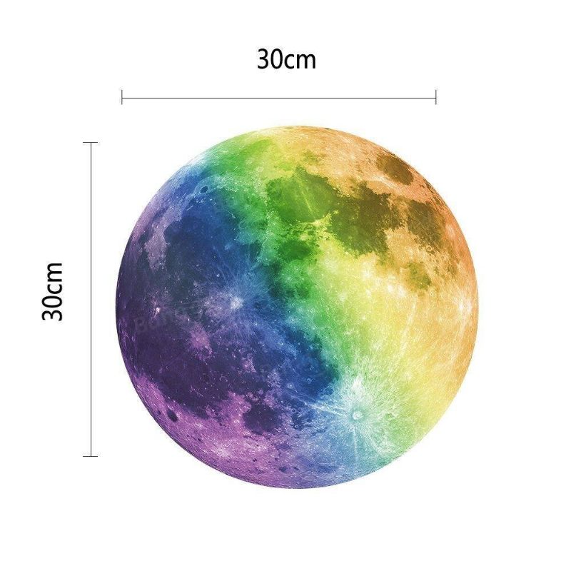 30cm Šareni Veliki Mjesec Zidna Naljepnica Koja Se Može Ukloniti Svjetleće Naljepnice Koje Svijetle U Mraku Home Decor