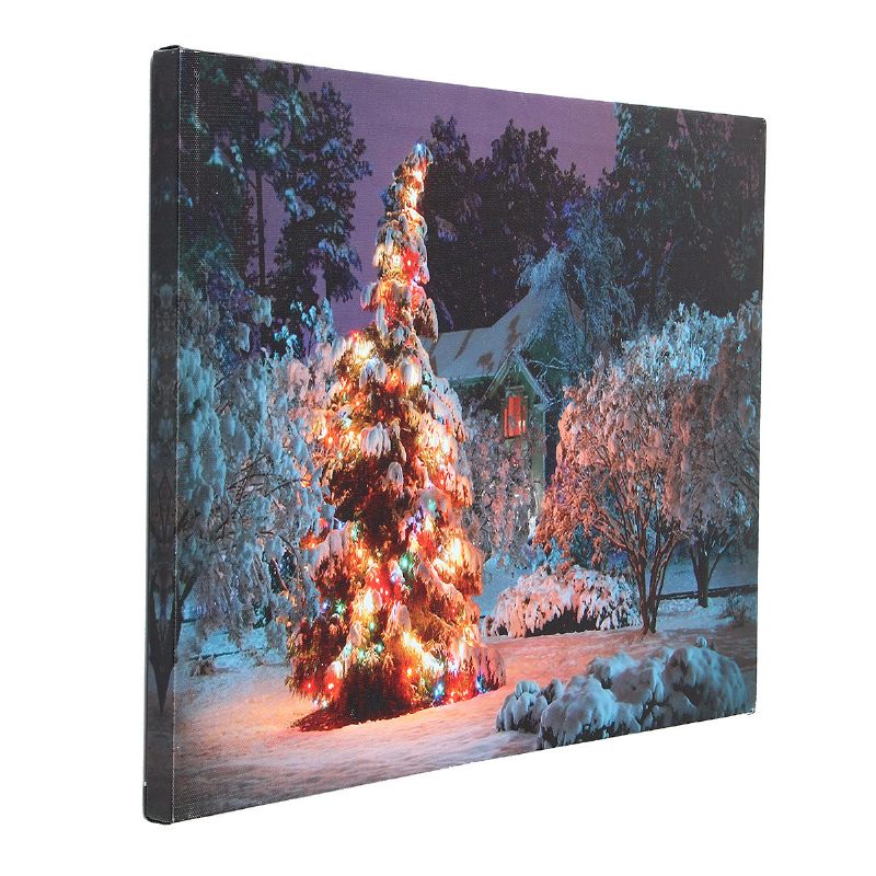 40 X 30 cm Led Na Baterije Božićna Snježna Kuća S Prednje Strane Drvca Božićno Platno Otisnuto Na Zidu