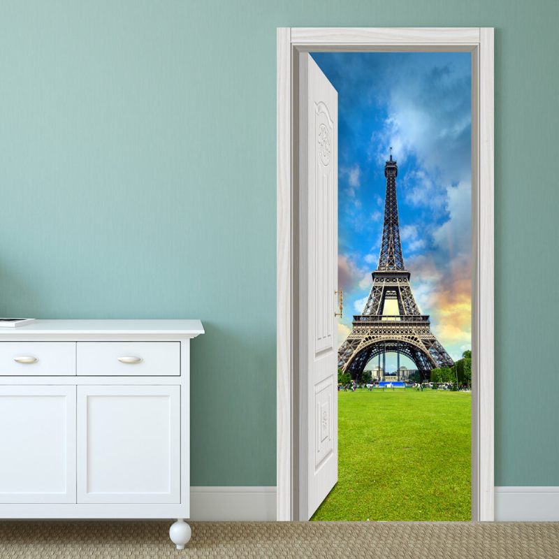 88x200cm Pag Imitacija Vrata 3d Zidna Naljepnica Ocean Desert Eiffelov Toranj Odškrinuta Kućni Zidni Dekor Poklon