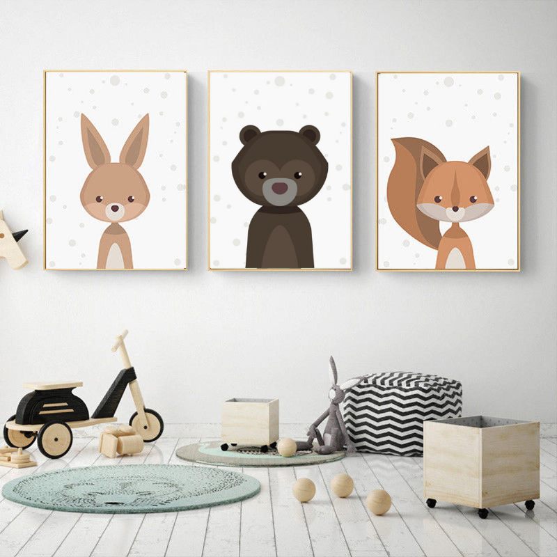 Cartoon Fox Animal Canvas Poster Nordic Art Prints Dekoracija Zidnih Naljepnica Za Dječju Sobu