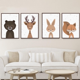 Cartoon Fox Animal Canvas Poster Nordic Art Prints Dekoracija Zidnih Naljepnica Za Dječju Sobu