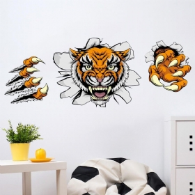 Kreativna Tvrtka Uredski Ukrasi Zidne Naljepnice Dominantni 3d Tigar Slomljeni Zid 30* 90cm