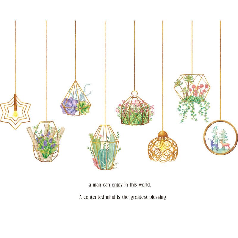 Kreativni Diy Biljni Listovi Uklonjive Zidne Naljepnice Viseća Košara Cvijet Za Spavaću Sobu Kuhinju Dječju Ljepljive Ukrasne