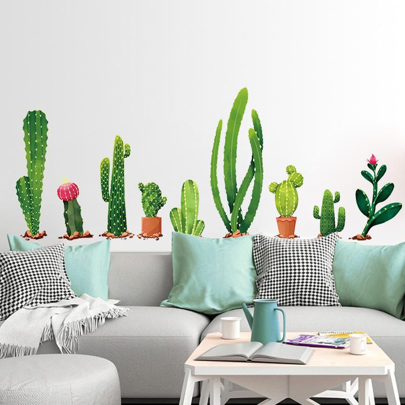 Miico Creative Cartoon Cactus Pvc Uklonjiva Ukrasna Naljepnica Za Zidna Vrata