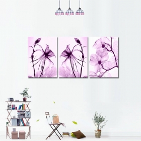 Miico Ručno Oslikane Tri Kombinacije Ukrasnih Slika Botanički Ljubičasto Cvijeće Zidna Umjetnost Za Uređenje Doma