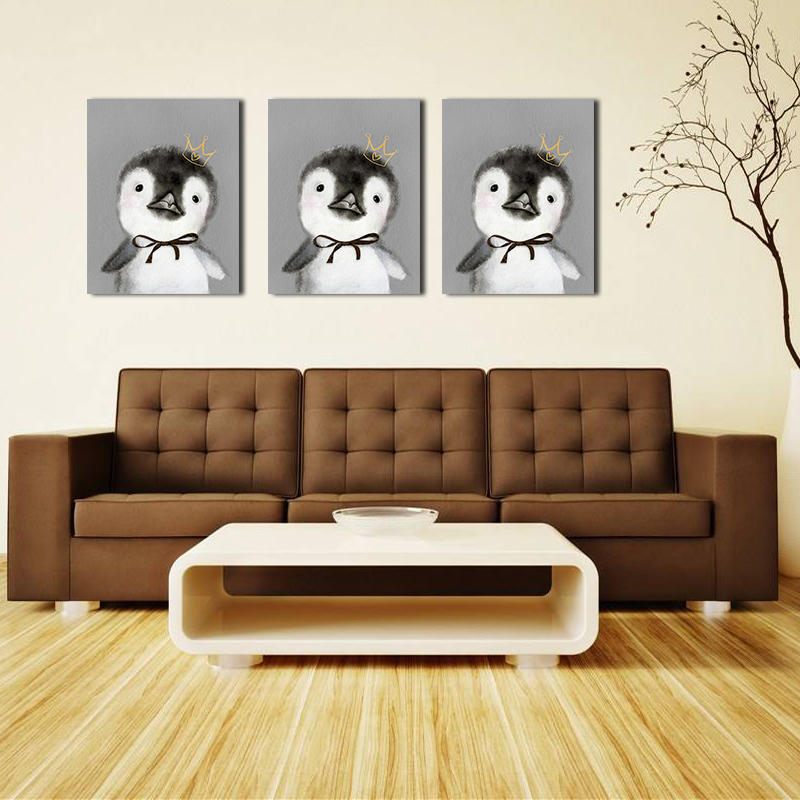 Miico Ručno Oslikane Uljane Slike Crtane Pingvina Zidna Umjetnost Za Uređenje Doma