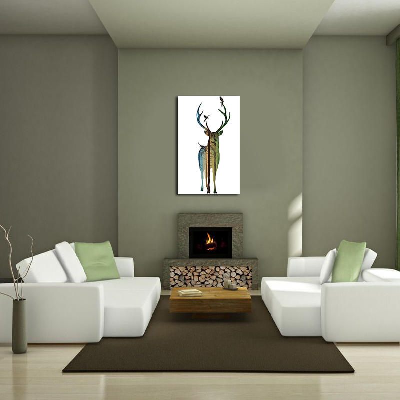 Miico Ručno Oslikane Uljane Slike Jednostavni Muški Jeleni Zidna Umjetnost Za Uređenje Doma