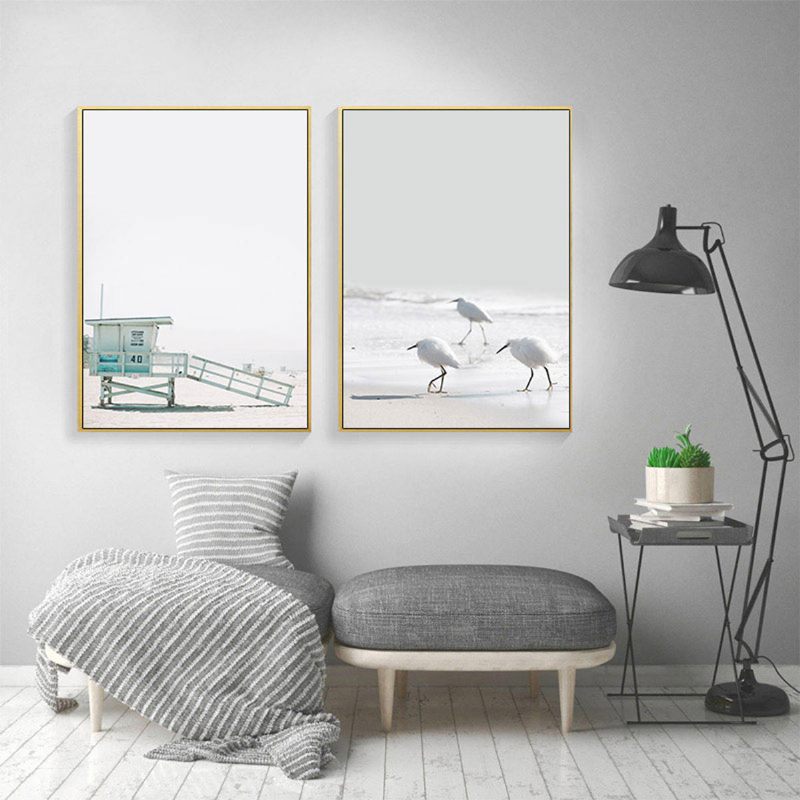 Sea Beach Landscape Nordic Poster Wall Art Prints Canvas Home Decorations Unframe