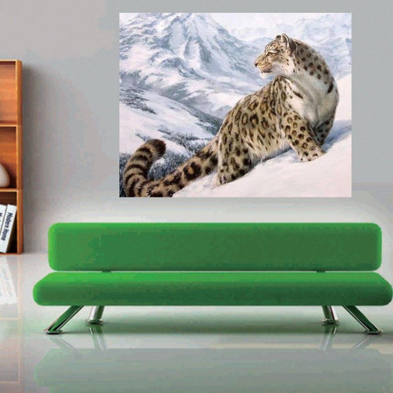 Snježni Leopard Diy Akrilne Boje Komplet Brojeva Uljane Slike Dekoracije Na Platnu
