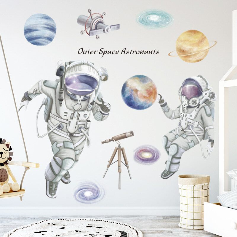 Svemirska Tema Astronaut Zidna Naljepnica Spavaonica Zidni Dekor Za Dnevni Boravak Samoljepljiva 3d Dekoracija Za Dječju Sobu