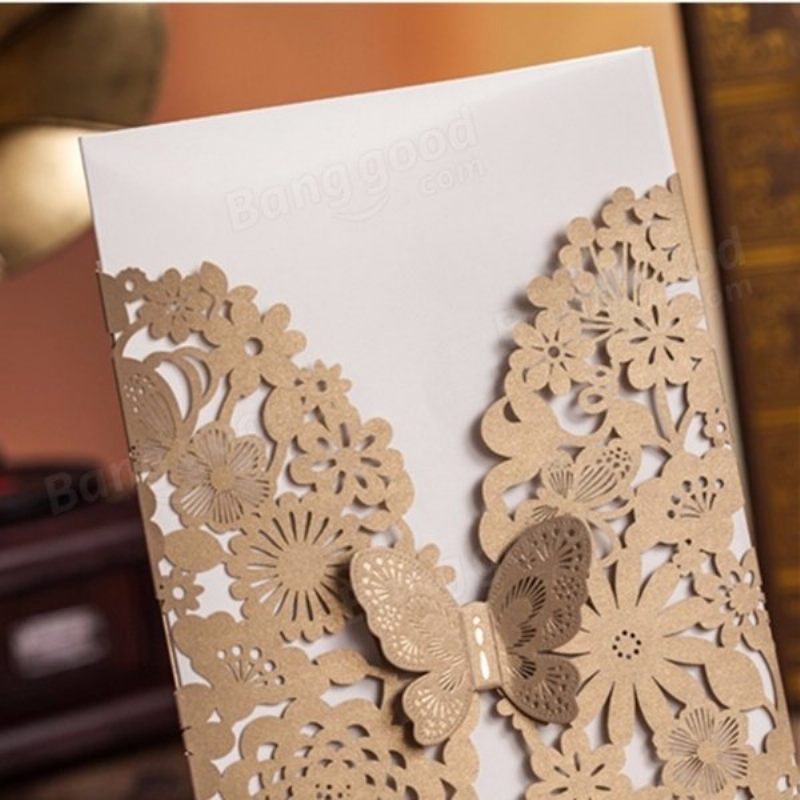 10 Kom Zlatnih Papirnatih Omotnica S Pozivnicama Za Vjenčanje Laserski Izrezane Pozivnice Za Čestitke Za Rođendanske Zabave