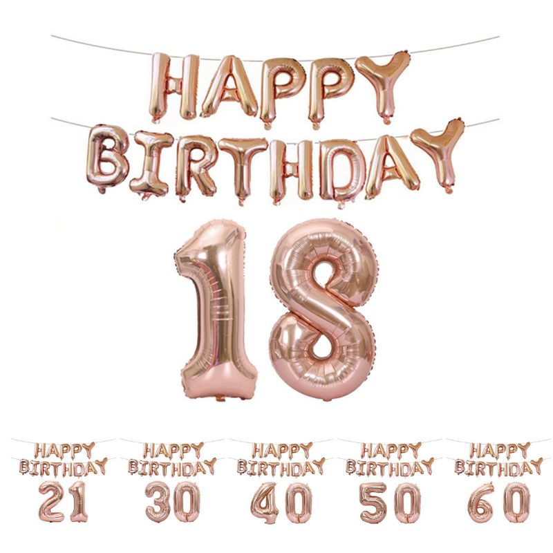 18/21/30/40/50/60. Rose Gold Happy Birthday Folijski Balon Banner Kit Dekoracije Za Zabavu