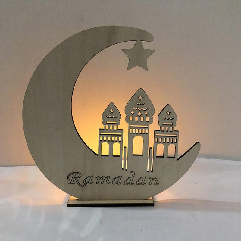 3 Vrste Eid Mubarak Moon Decoration Drveni Islam Mosque Plaque Privjesak Ramadan Decorations