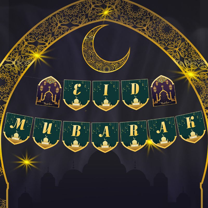 37pcs/set Eid Ramadan Mubarak Pentagram Baner Party Foil Baloni Home Decor