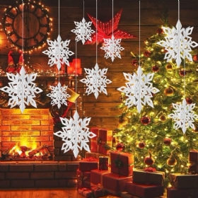 6 Komada Visećih Ukrasa Za Božićnu Zabavu Kuglice Božićne Pahuljice Dekoracija Kućnog Bara