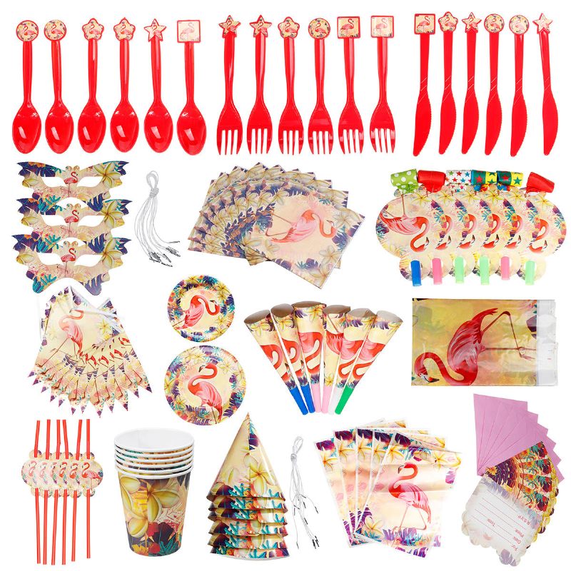 84pcs Flamingo Kids Birthday Party Set Posuđa Dekorativni Tanjuri Maska Papirna Kutija Igračke Za Ukrašavanje Šalica