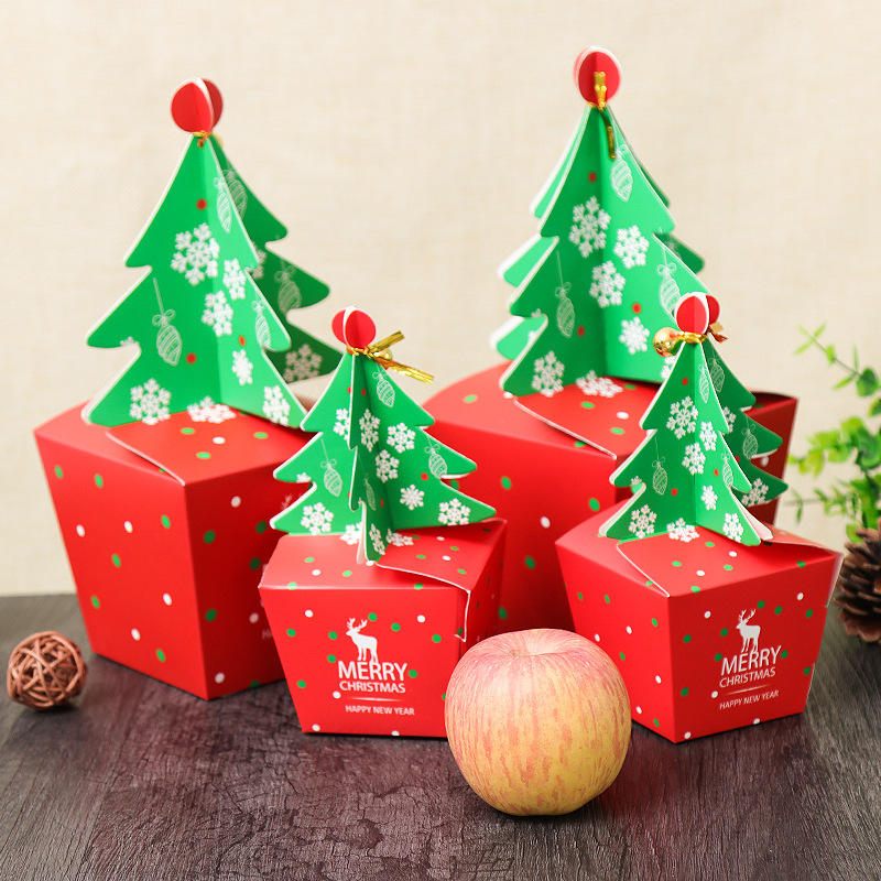 Božić 2023. Papirnata Kutija Za Darove Za Slatkiše Fit Vjenčanja Božićno Drvce Uzorak Pakiranje Nakita B