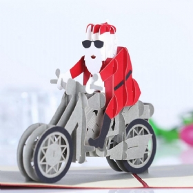 Božićna 3d Motociklistička Čestitka Djeda Mraza Za Božićne Darove