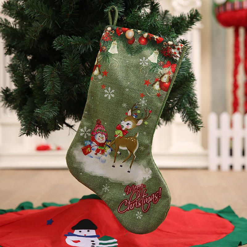 Božićne Čarape Poklon Vrećica Božićni Ukrasi S Velikim Printom Pokloni Sa Slatkišima Viseći