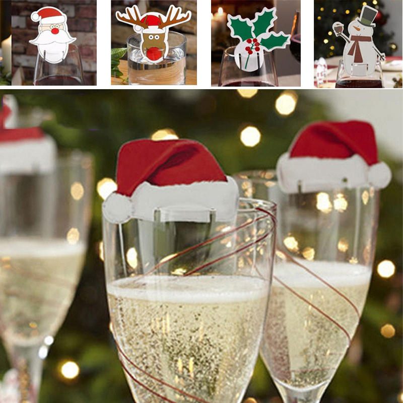 Božićne Kartice Od 10 Komada Za Stol Poklopci Za Čaše Za Šampanjac I Vino Dekoracije Za Blagdane
