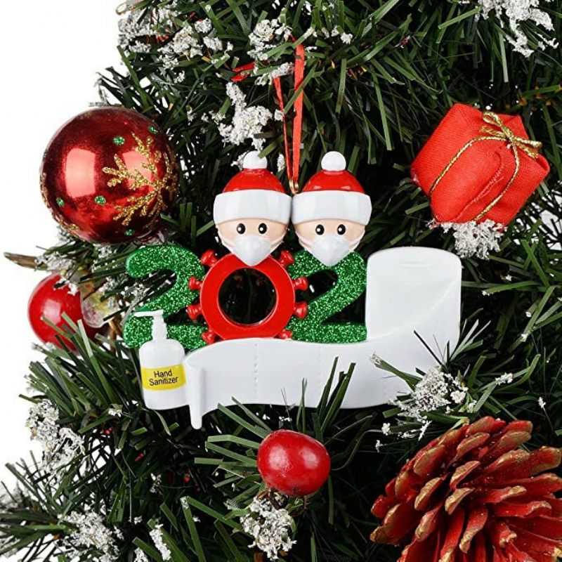 Božićno Obiteljsko Drvce Djed Božićnjak Viseći Obiteljski Ukrasi Darovi