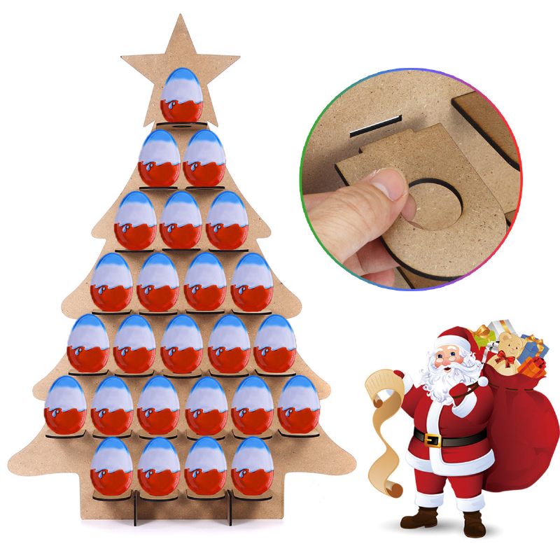 Drveni Obiteljski Adventski Kalendar Božićno Drvce Stalak Za 25 Čokolada Diy Ukrasi