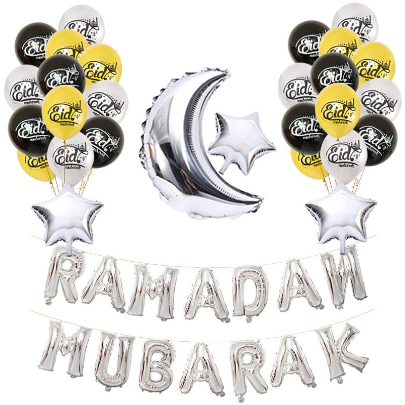 Eid Ramadan Mubarak Slovo Pentagram Moon Party Folija Balon Dekoracija Set