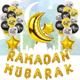 Eid Ramadan Mubarak Slovo Pentagram Moon Party Folija Balon Dekoracija Set