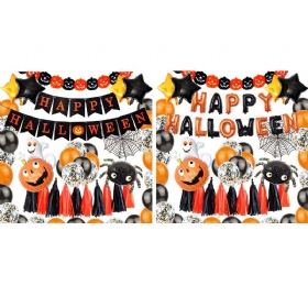 Halloween Balon Set Letter Flag Banner Ballnoon Decoration