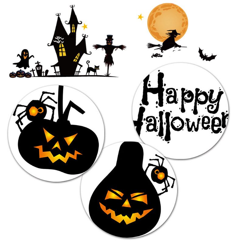 Halloween Vodootporne Pvc Zidne Naljepnice Gothic Pumpkin Lantern Witch Pattern Diy Home Decoration Kid Room