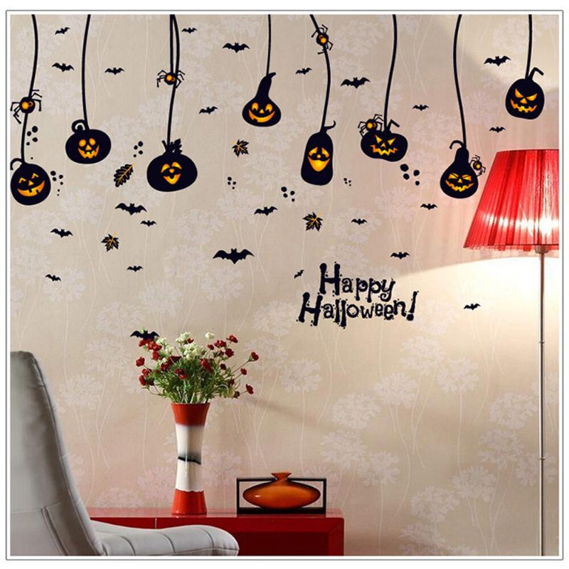 Halloween Vodootporne Pvc Zidne Naljepnice Gothic Pumpkin Lantern Witch Pattern Diy Home Decoration Kid Room