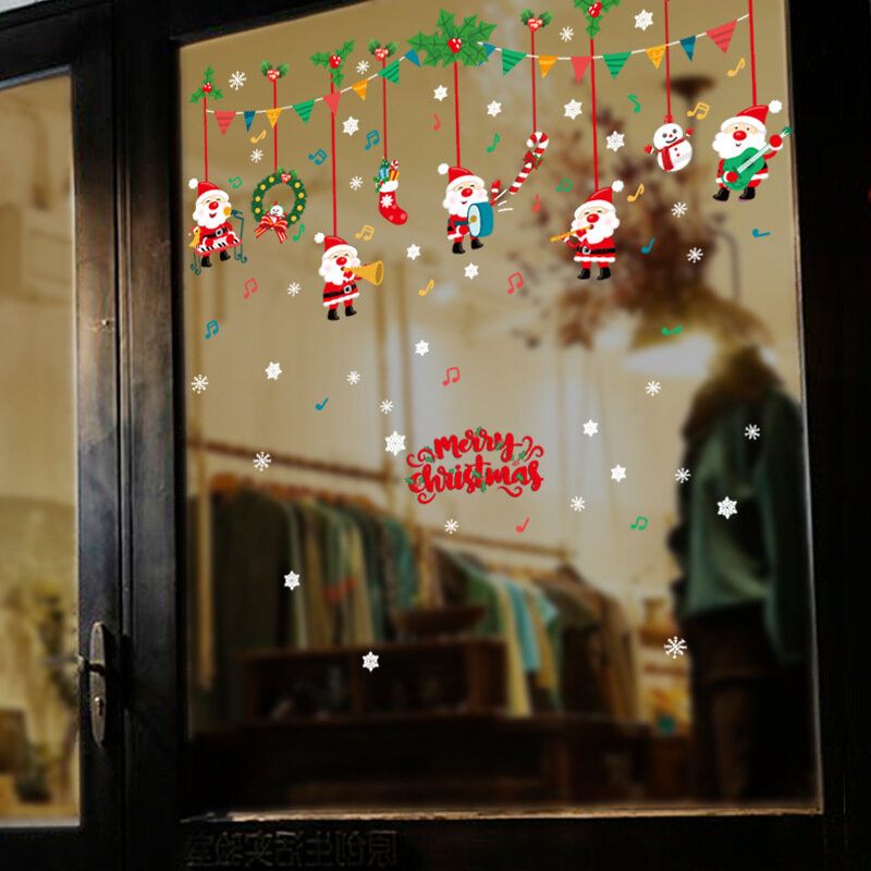 Miico Sk9246 Sretan Božićni Prozor Crtani Djed Mraz Zidna Naljepnica Koja Se Može Ukloniti Za Božićno Ukrašavanje