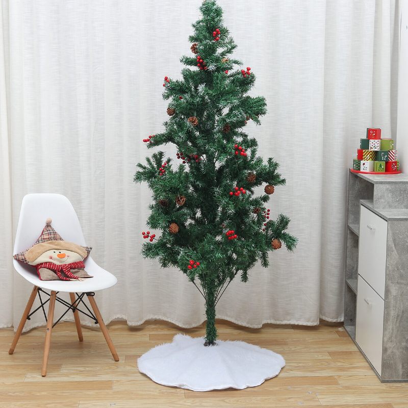 Suknja Za Božićno Drvce Od Bijelog Pliša 2023. Božićni Ukrasi Za Dom Meka Kosa Bijeli Okrugli Tepih Ukras