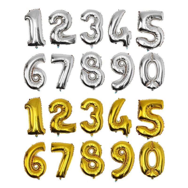 Zlatno Srebrni Balon Od Folije S Brojevima Dekoracija Za Vjenčanje I Rođendan