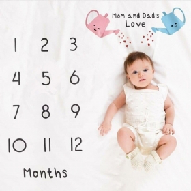 Baby Cartoon Pattern Month Milestone Deka Za Fotografiranje