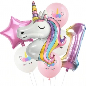 Rainbow Unicorn Baby Shower Balloni Dekoracije Za Zabavu 7 Kom