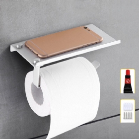 Aluminijski Držač Toaletnog Papira Bez Probijanja S Policom Za Telefon Zidni Pribor Za Kupaonicu Dozator Rolne Maramica Mat