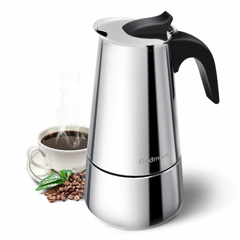 Godmorn Stovetop Espresso Aparat Moka Pot 450ml/15oz/9 Šalica Classic Cafe Percolator Od Nehrđajućeg Čelika Prikladan Za Indukcijska Kuhala