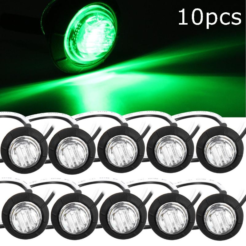 10 Komada Mini 12/24v Zelene Okrugle Led Tipke Bočna Svjetla Za Gabarit Lampe Prikolica