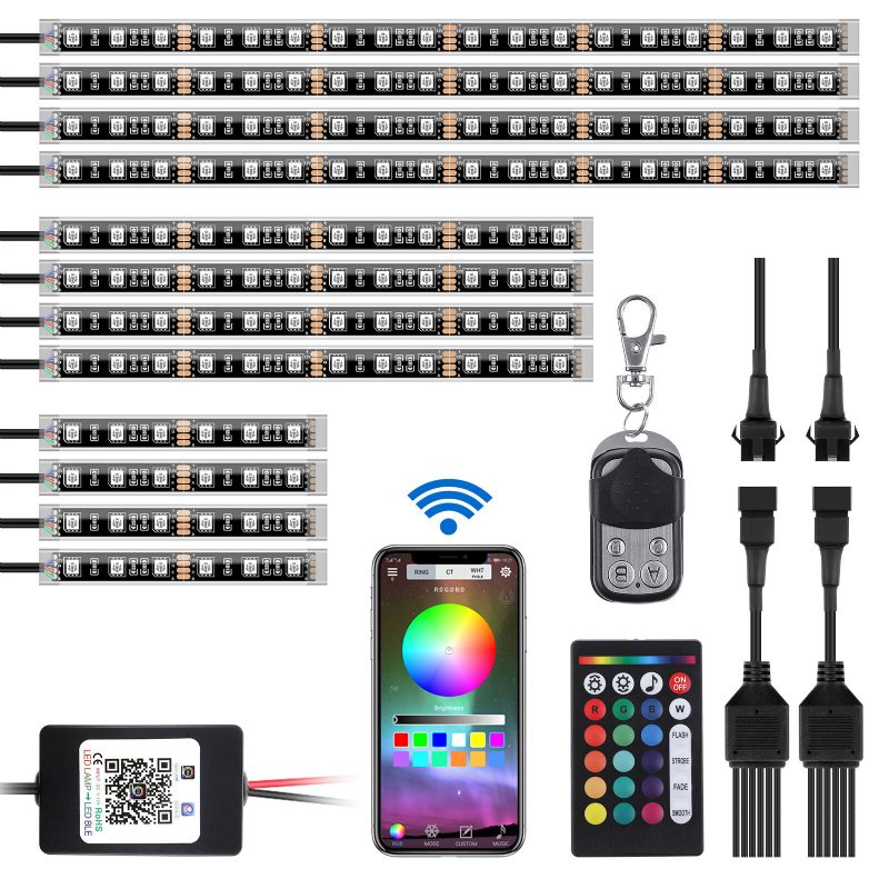 12kom Led Svjetla Za Motocikle Trake Rgb Vodootporne S App Ir Rf Bežičnim Daljinskim Upravljačima Višebojna Podsjajna Neonska Atmosferska S Efektom Tla