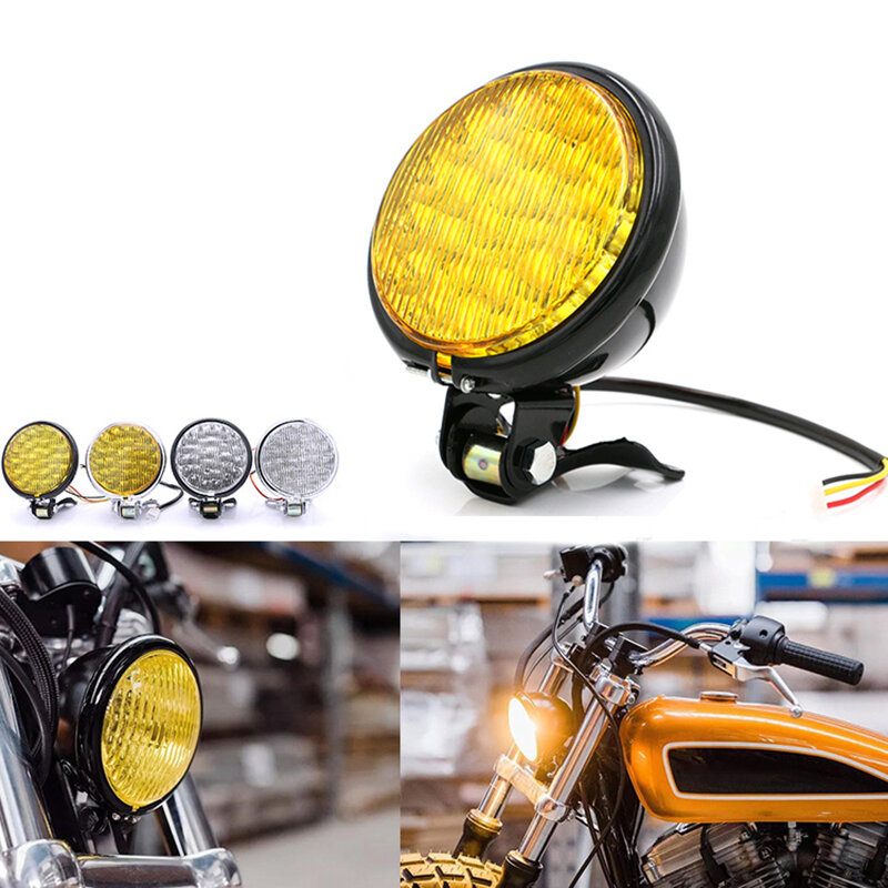 12v 55w Motocikl Led Prednje Svjetlo Univerzalno Dugo I Kratko Jantarna Motociklistička Retro Prednja Svjetla Okrugla Vintage Reflektora